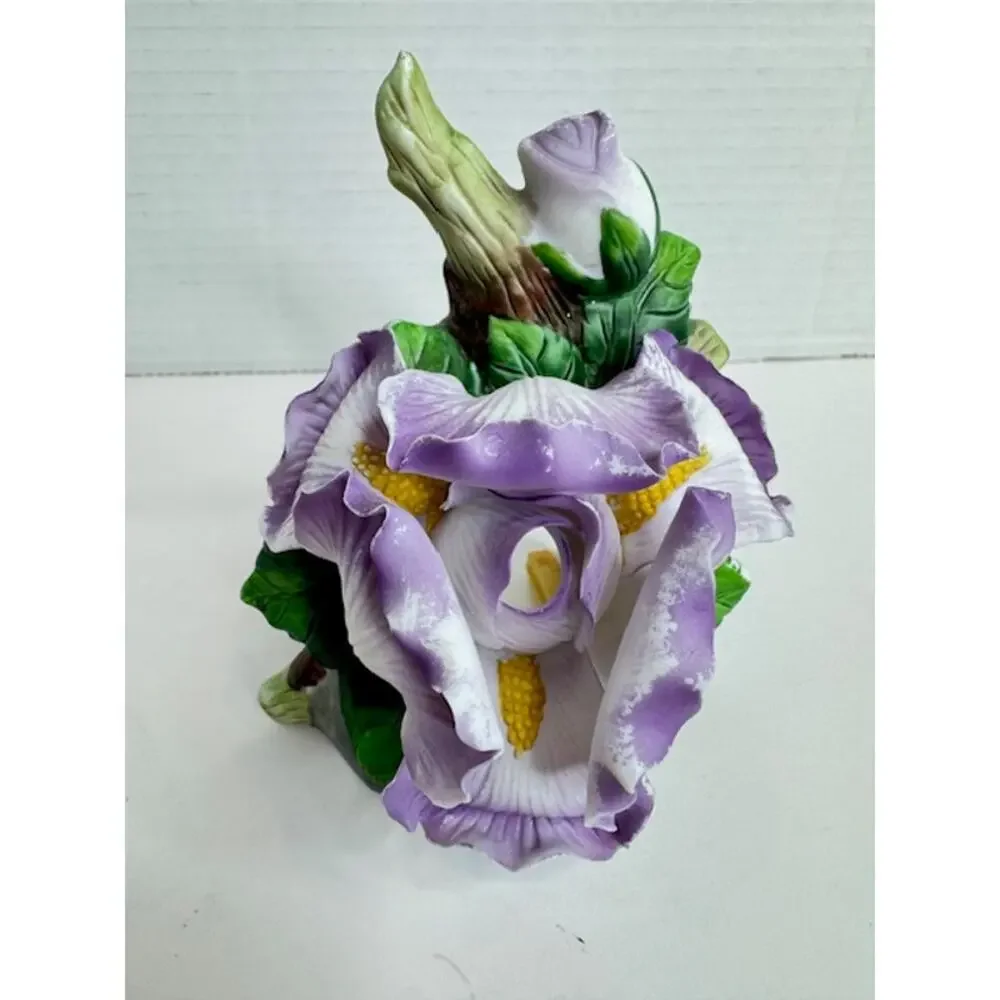 Vintage Porcelain Purple Iris Night Light Cover Floral Cottagecore Decor 4.5